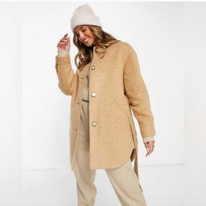 Women's Tan Wool-Blend Coat